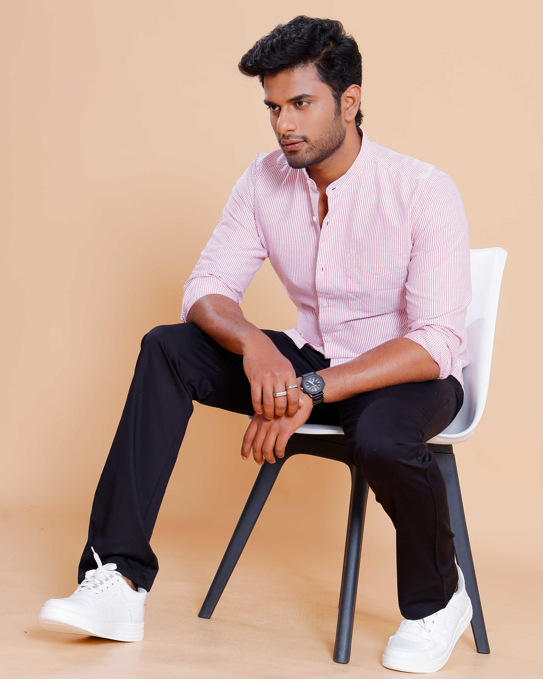 Nativebull Men Striped Full Sleeve Cotton Shirt - Pink