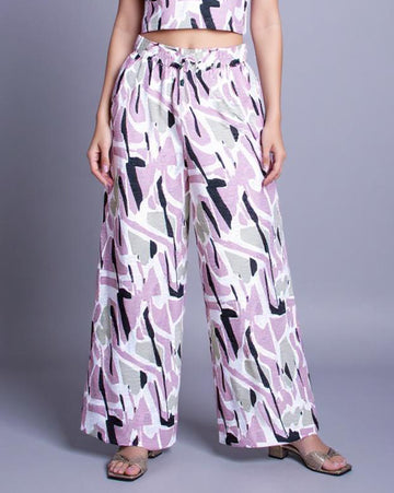 Abstract Print Relaxed Fit Palazzo Pant -Multi