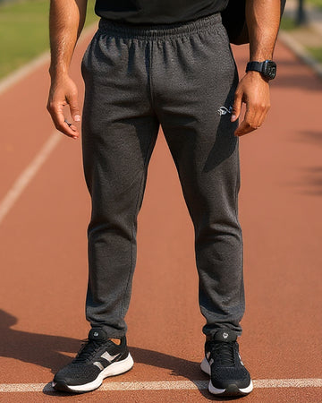 Men’s Jogger-Style Track Pant with Ribbed Cuffs and Adjustable Drawstring - Grey
