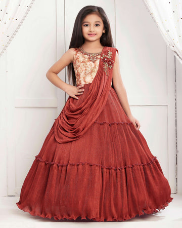 Multi Floral Printed & Embroidered Model Work Frock