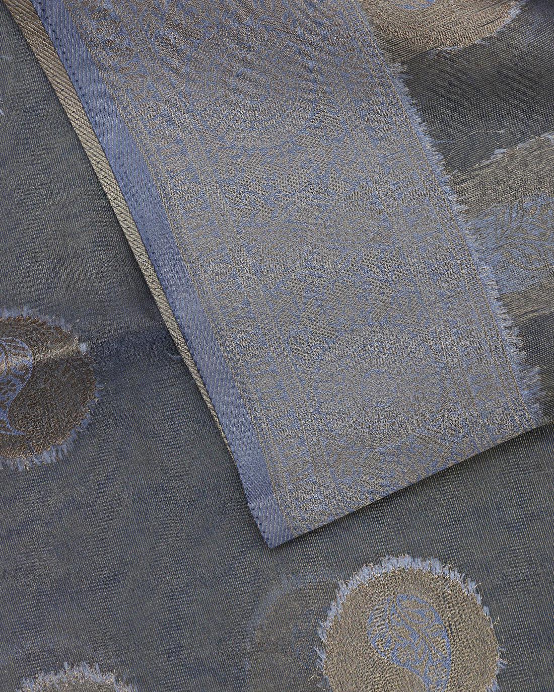 Ethnic Printed Tissue Saree - Grey