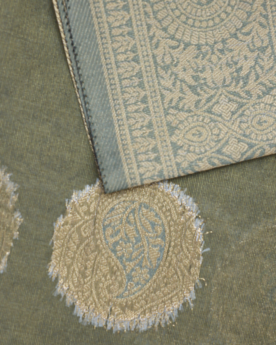 Ethnic Printed Tissue Saree - Green