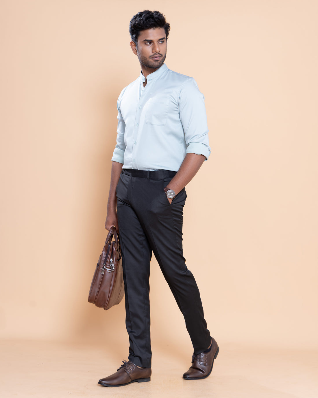 Nativebull Men Solid Full Sleeve Cotton Blend Shirt - Pastel Green