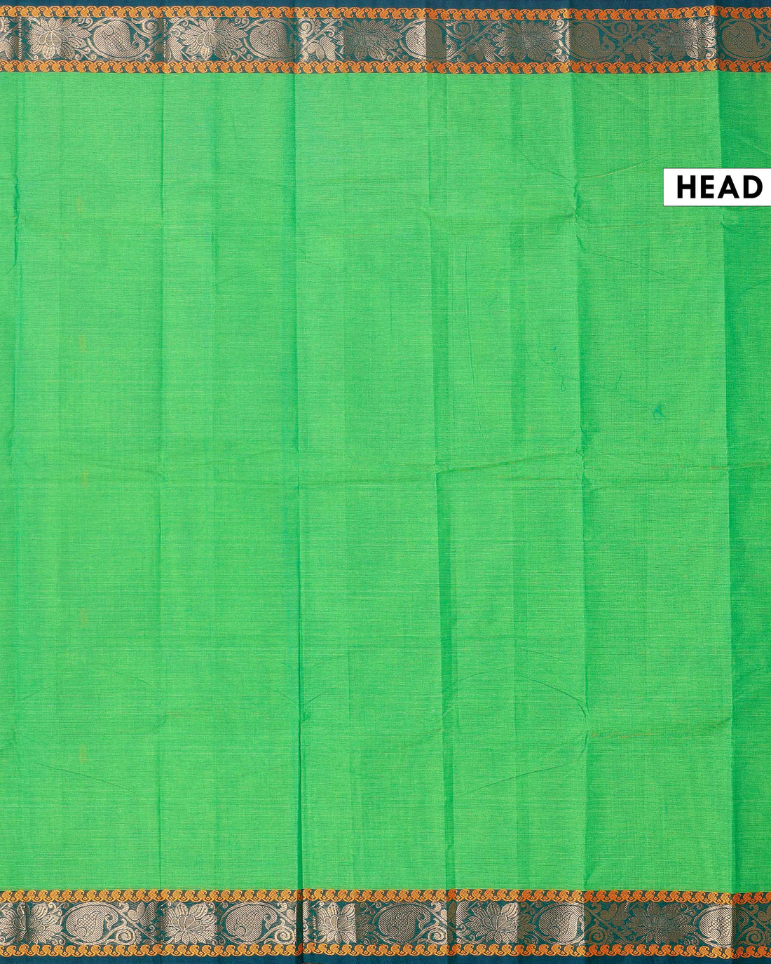 Traditional Chettinad Cotton Saree with Contrast Zari Woven Border and Fine Handloom Weave - Green