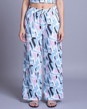 Abstract Print Relaxed Fit Palazzo Pant - Multi