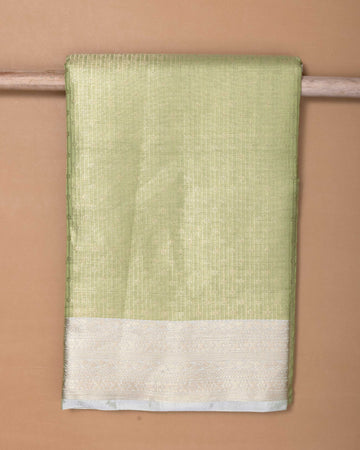 Ethnic Solid Design Tissue Saree - Green
