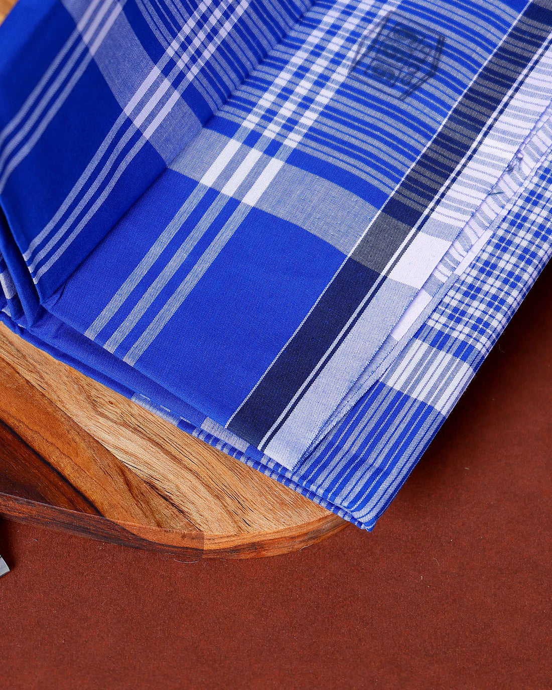 999 Brand Men's Premium Cotton Striped Lungi Stitched - Blue