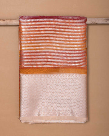 Ethnic Striped Design Tissue Saree - Multi