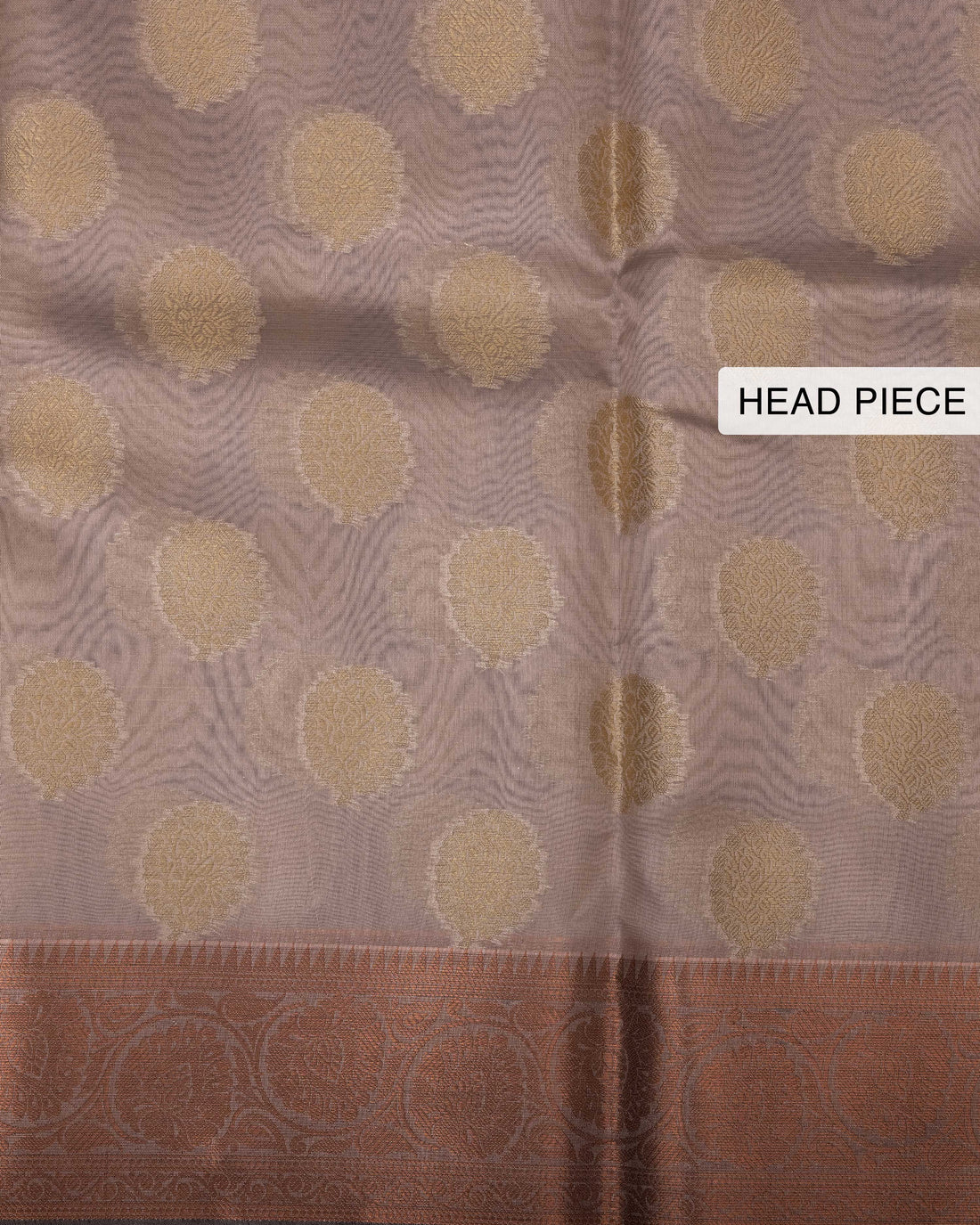 Ethnic Printed Design Tissue Saree - Copper
