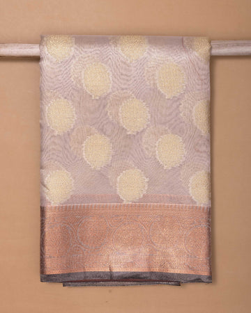 Ethnic Printed Design Tissue Saree - Copper