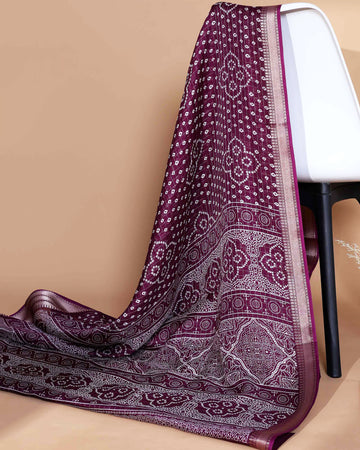 Elegant Dola Silk Saree with Bandhani Print Saree - Purple