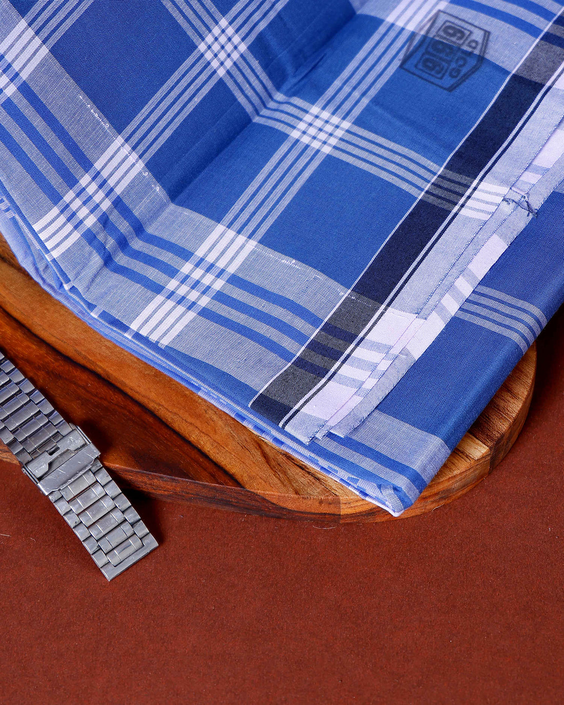 999 Brand Men's Premium Cotton Striped Lungi Stitched - Blue