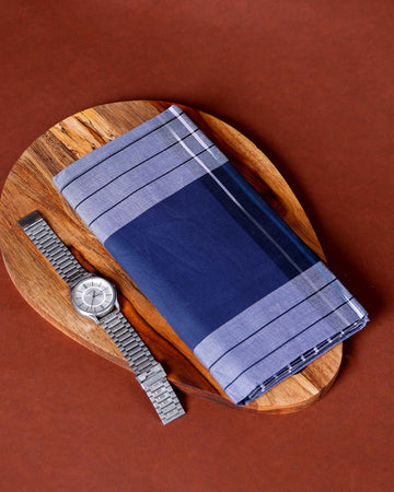 Kibs Brand Men's Premium Cotton Striped Lungi Stitched - Blue