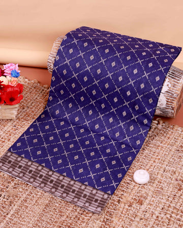 All-Over Floral Printed Voile Saree with Intricate Contrast Border – Violet