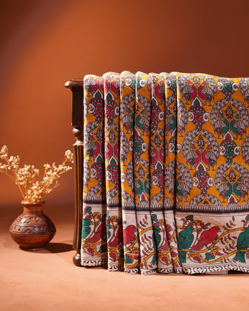 Cotton Kalamkari Printed Saree - Yellow