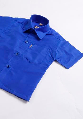 Buy Blue Silk Cotton Dhoti & Shirt Set Online Shopping