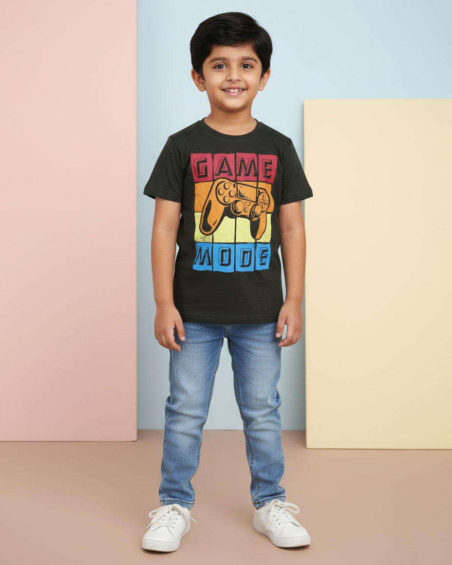 Boys Casual Stylish Printed T- Shirt - Dark Green