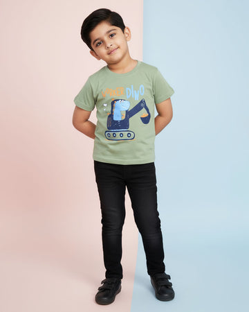 Boys Casual Stylish Printed T- Shirt - Green