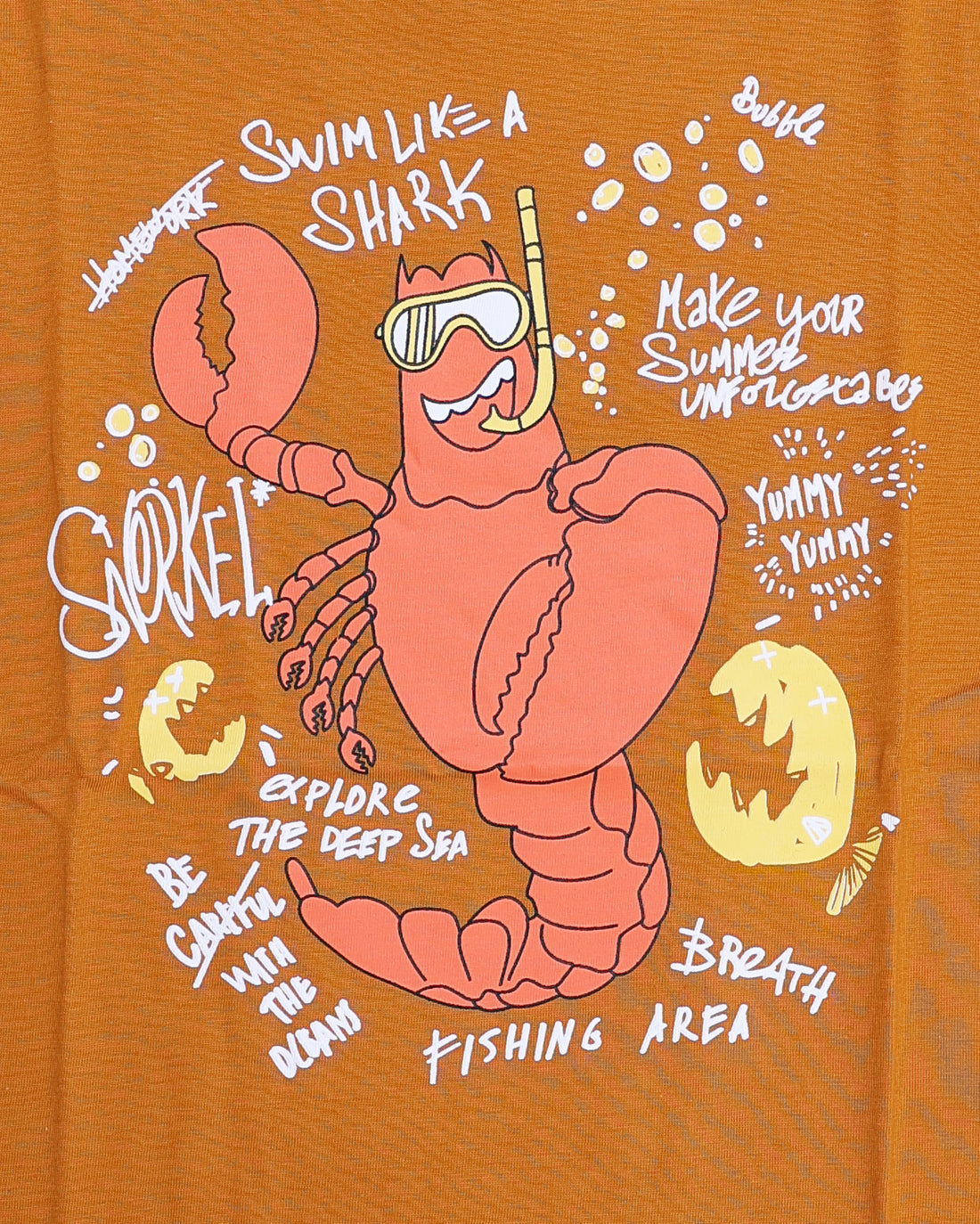 Boys Casual Stylish Printed T- Shirt - Mustard