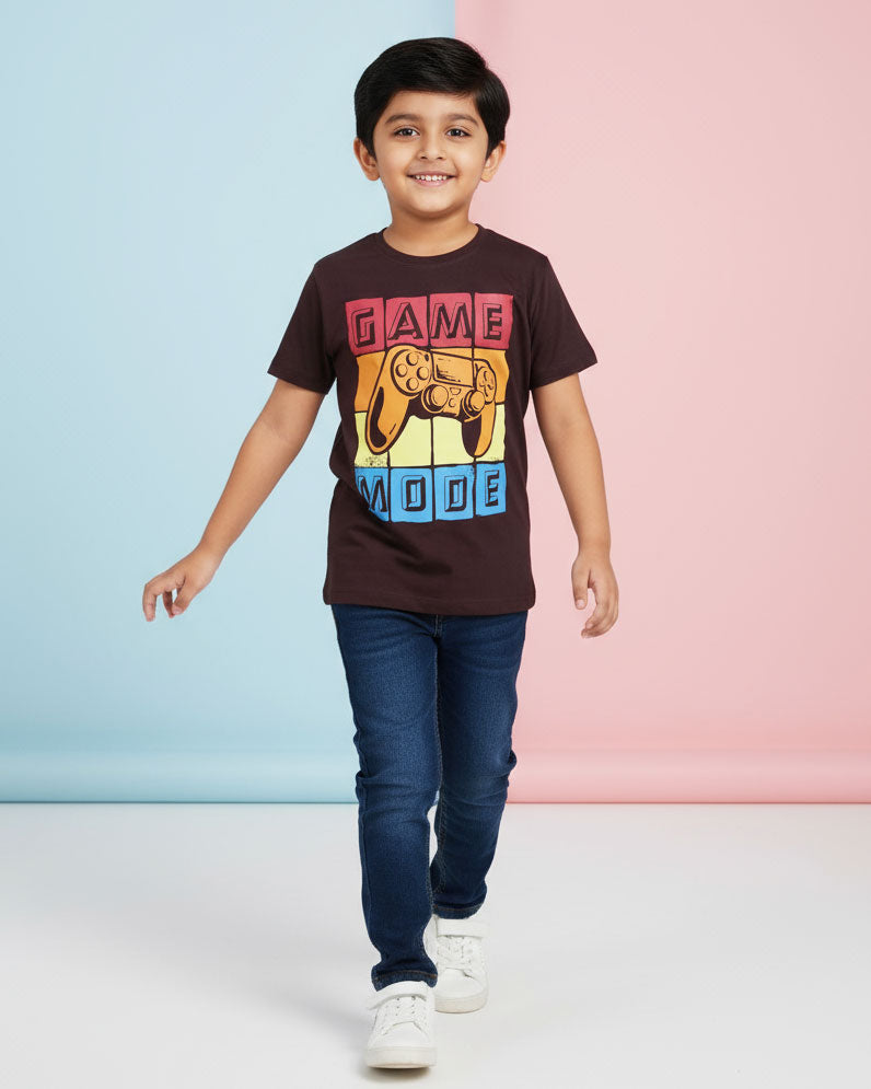 Boys Casual Stylish Printed T- Shirt - Purple