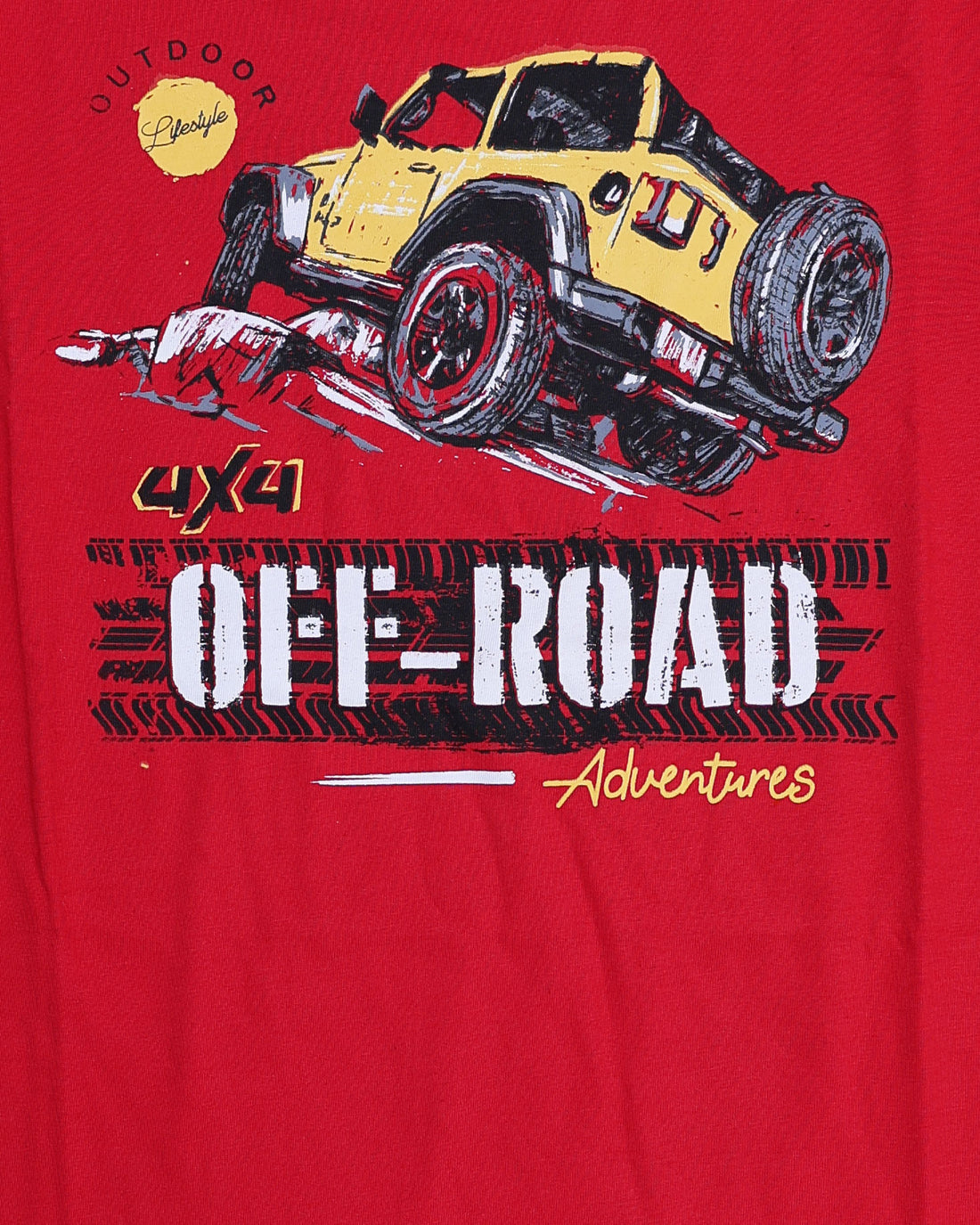 Boys Casual Stylish Printed T- Shirt - Red-Front