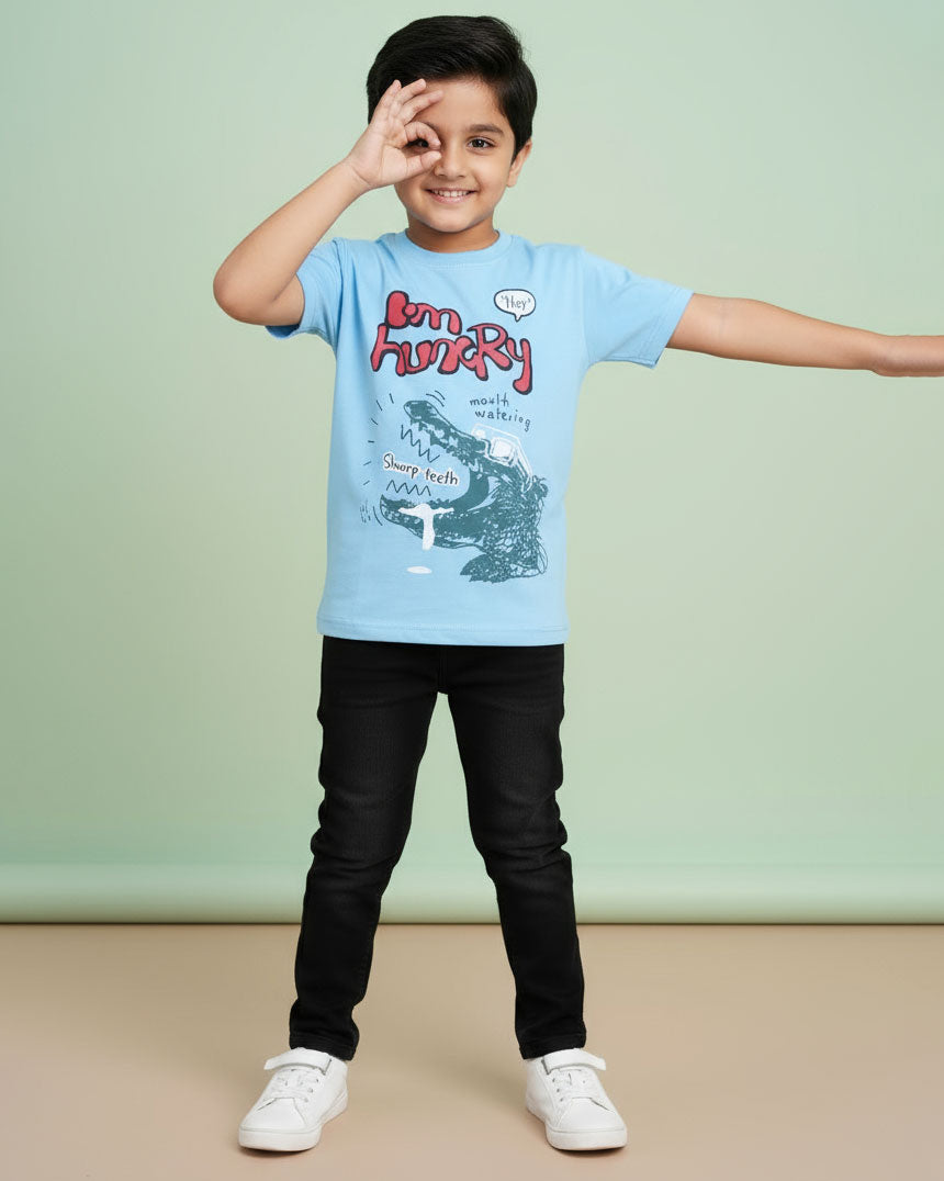 Boys Festive Stylish Printed T- Shirt - Blue