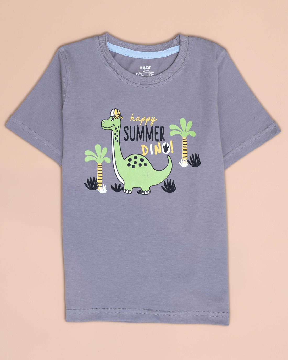 Boys' Printed Casual T-shirt and Shorts Set - Grey & Blue