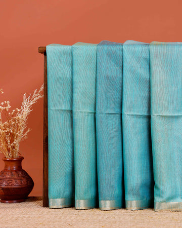 Elegant Weave Semi Silk Saree with Subtle Texture and Zari Accents - Blue