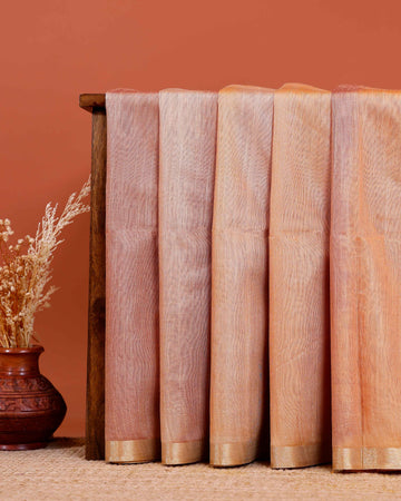 Elegant Weave Semi Silk Saree with Subtle Texture and Zari Accents - Peach