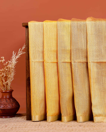 Elegant Weave Semi Silk Saree with Subtle Texture and Zari Accents - Yellow