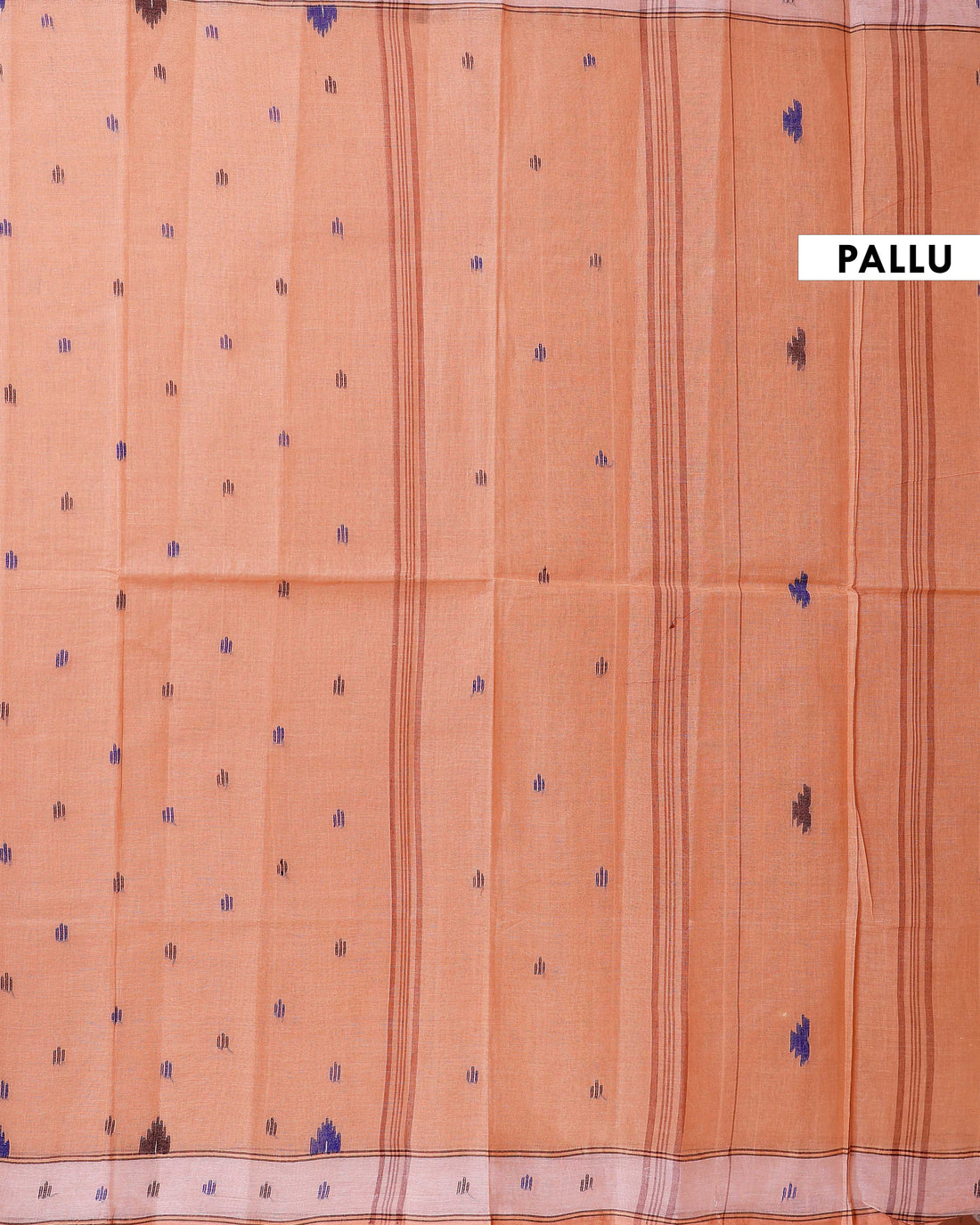 Handloom Bengal Cotton Saree with Traditional Jamdani Motifs and Border Detailing - Peach