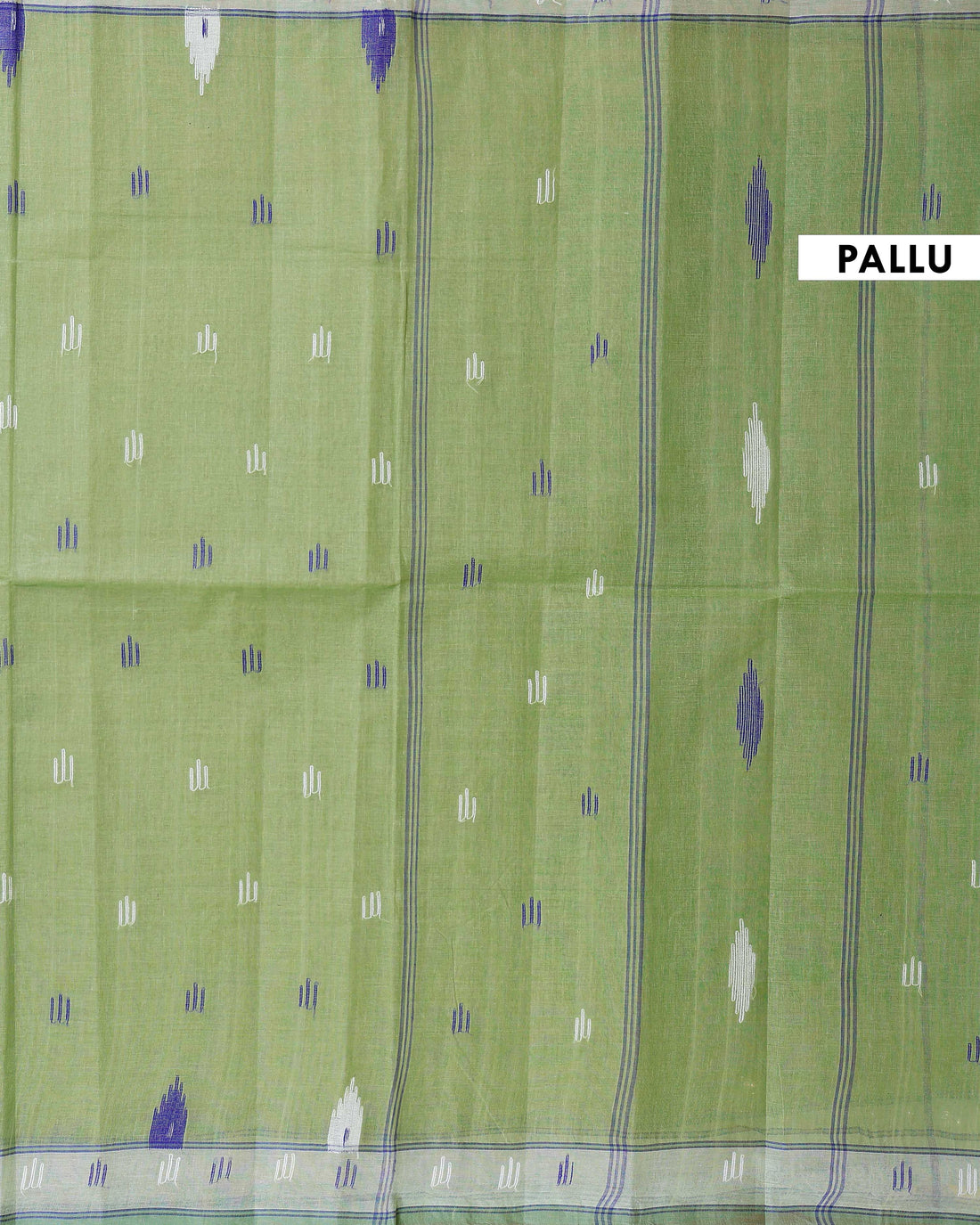 Handloom Bengal Cotton Saree with Traditional Jamdani Motifs and Border Detailing - Green