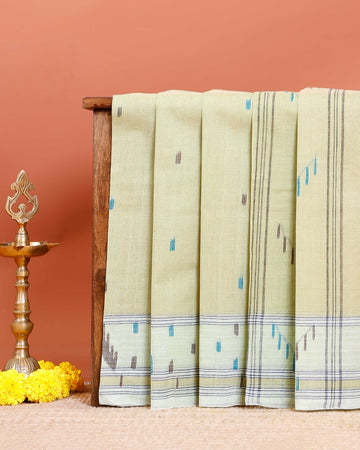 Handloom Bengal Cotton Saree with Traditional Jamdani Motifs and Border Detailing - Beige