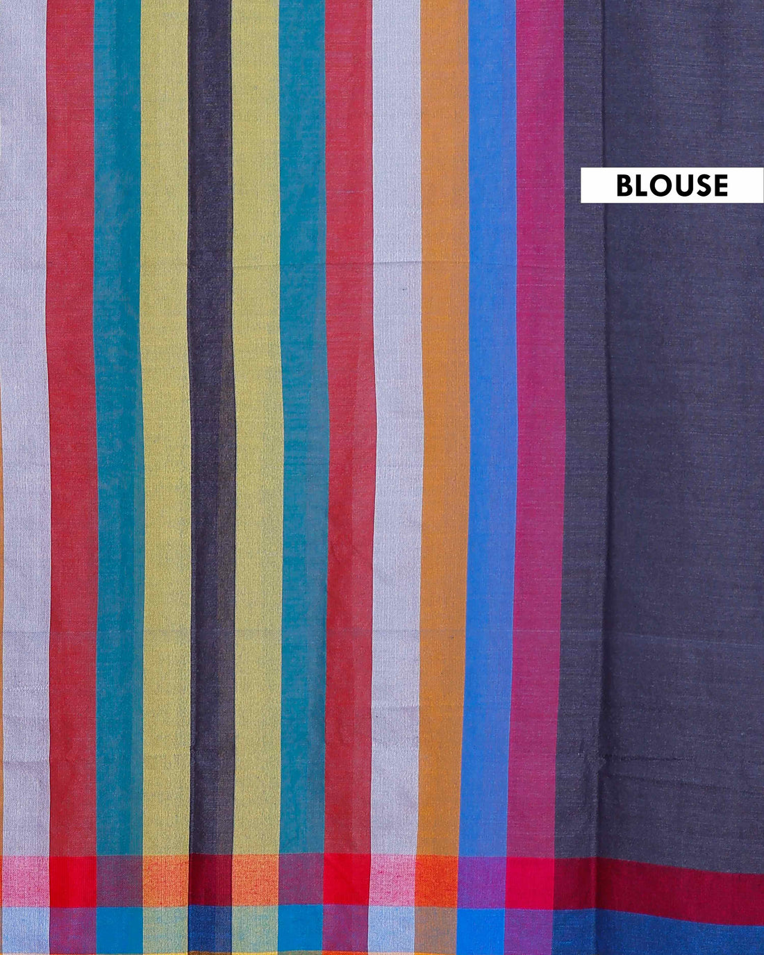 Handloom Mul Mul Cotton Saree with Vertical Stripe Pattern and Decorative Tassels - Grey