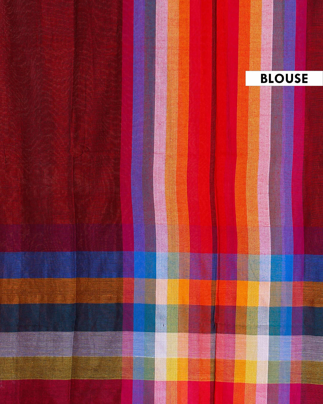 Handloom Mul Mul Cotton Saree with Vertical Stripe Pattern and Decorative Tassels - Maroon