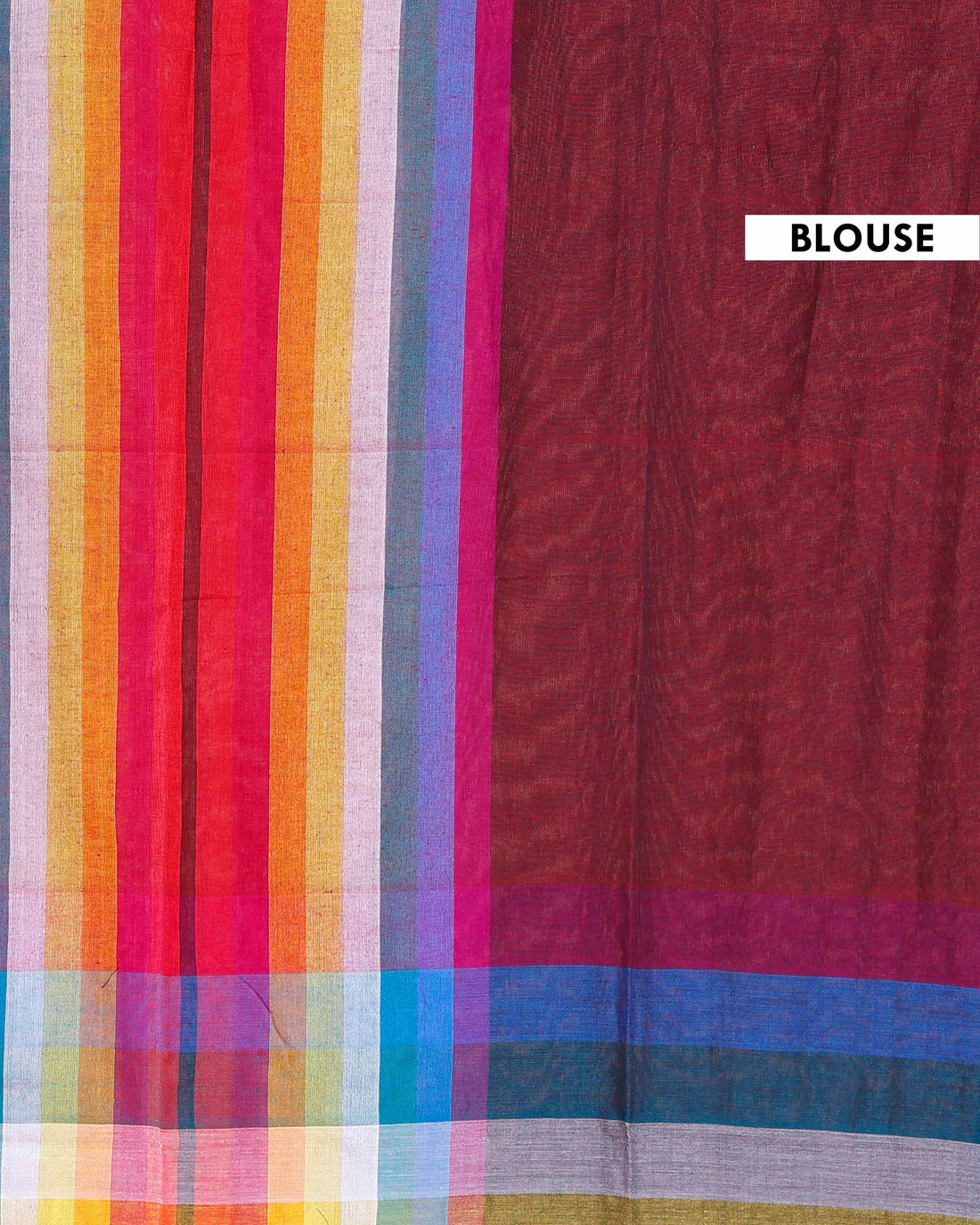 Handloom Mul Mul Cotton Saree with Vertical Stripe Pattern and Decorative Tassels - Maroon