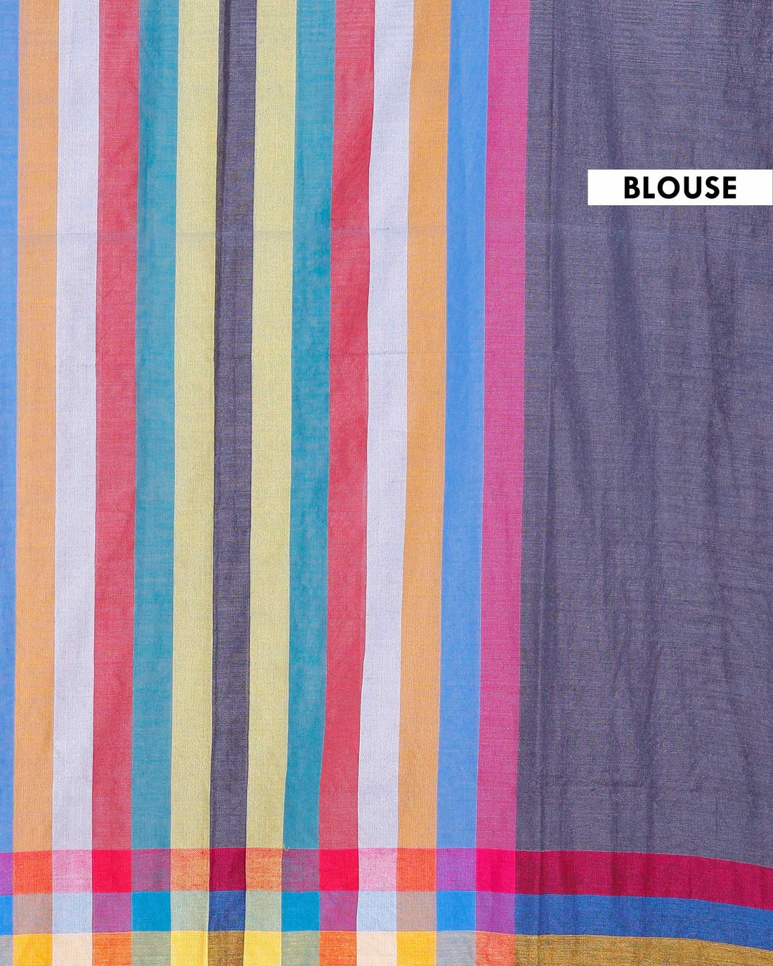 Handloom Mul Mul Cotton Saree with Vertical Stripe Pattern and Decorative Tassels - Grey