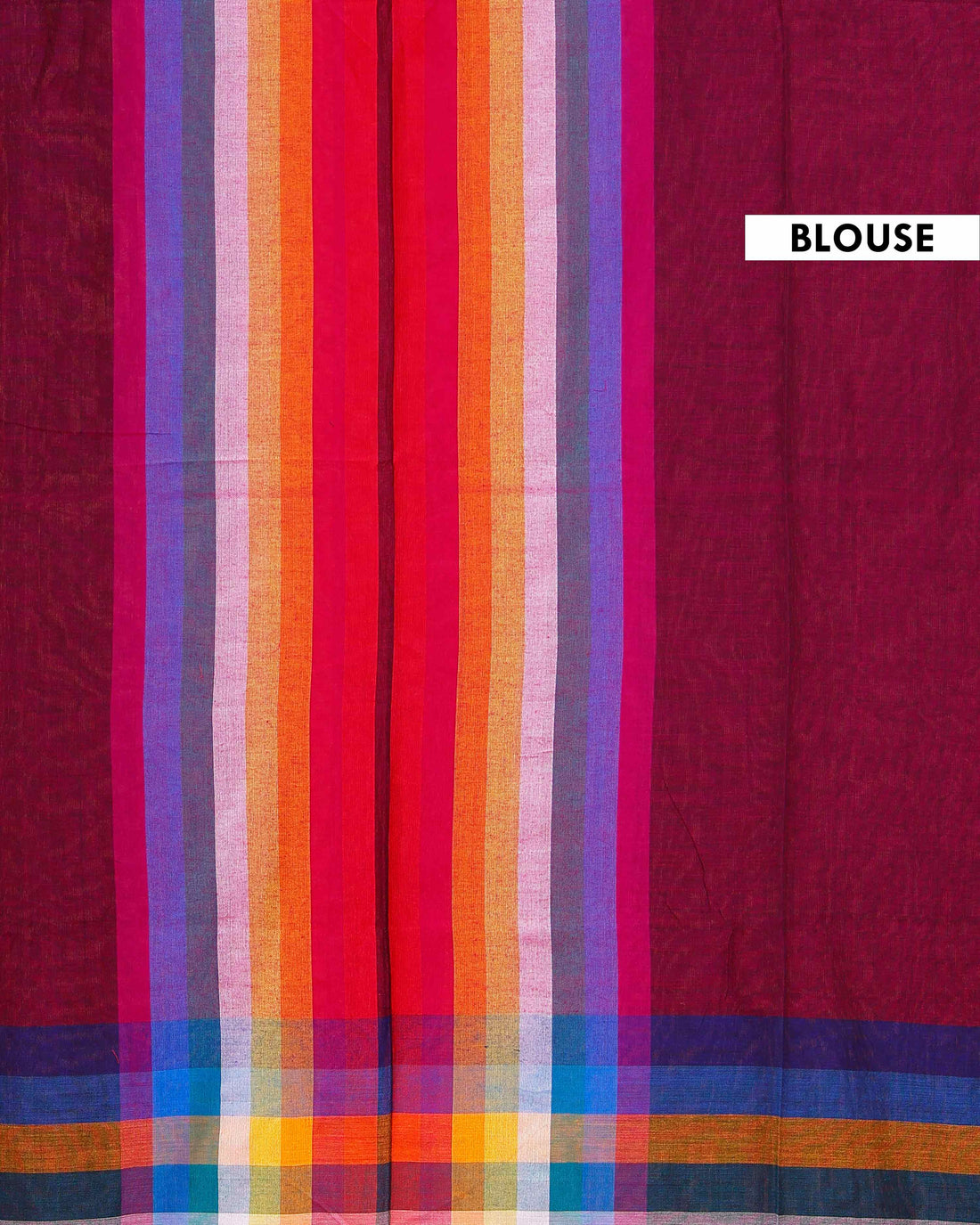 Handloom Mul Mul Cotton Saree with Vertical Stripe Pattern and Decorative Tassels - Dark Purple