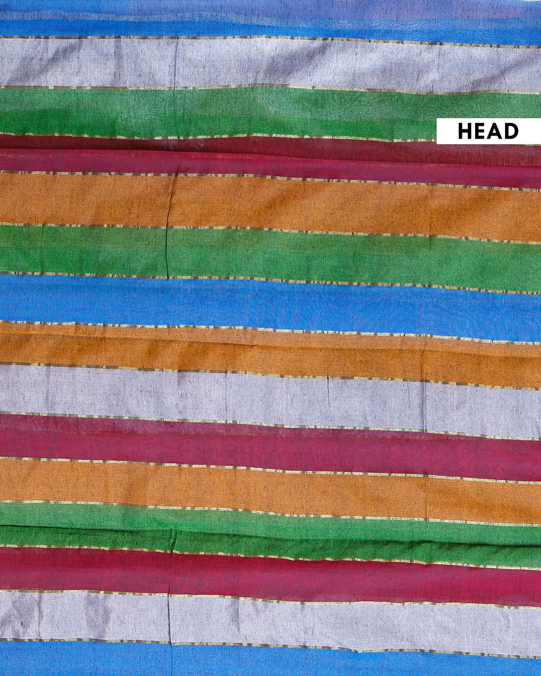 Handwoven Mul Mul Cotton Saree with Bold Striped Pattern and Tassel Detailing – Multi