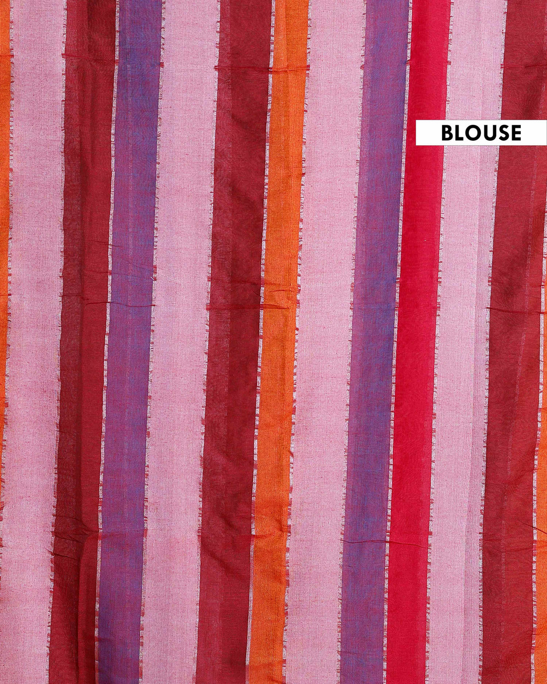 Handwoven Mul Mul Cotton Saree with Bold Striped Pattern and Tassel Detailing – Multi