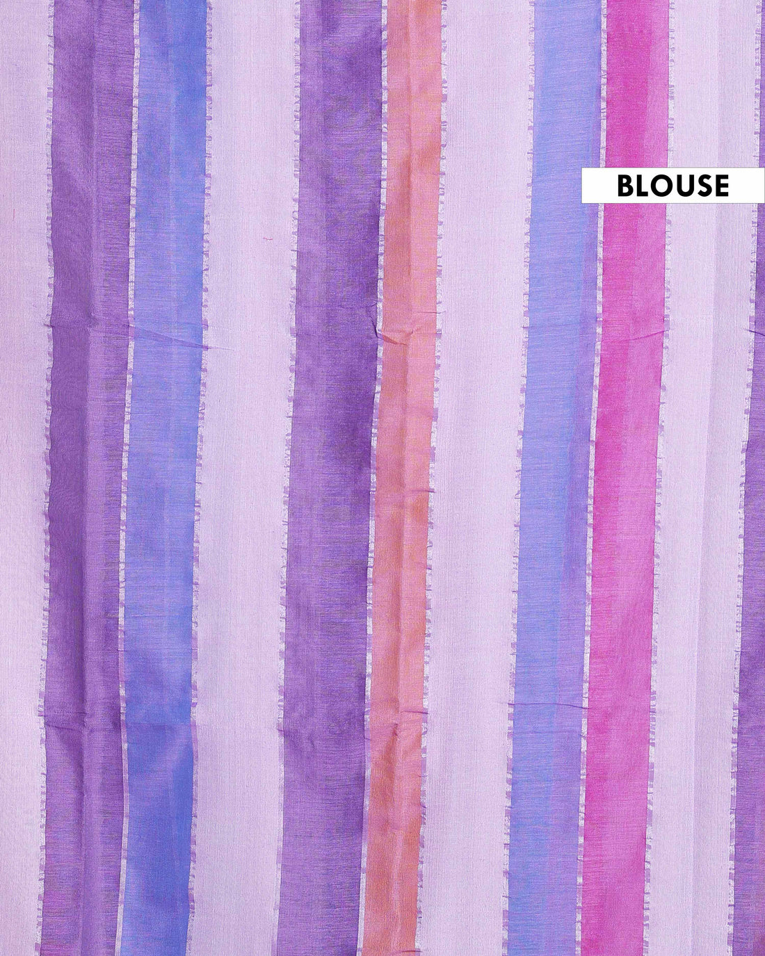 Handwoven Mul Mul Cotton Saree with Bold Striped Pattern and Tassel Detailing – Lavender