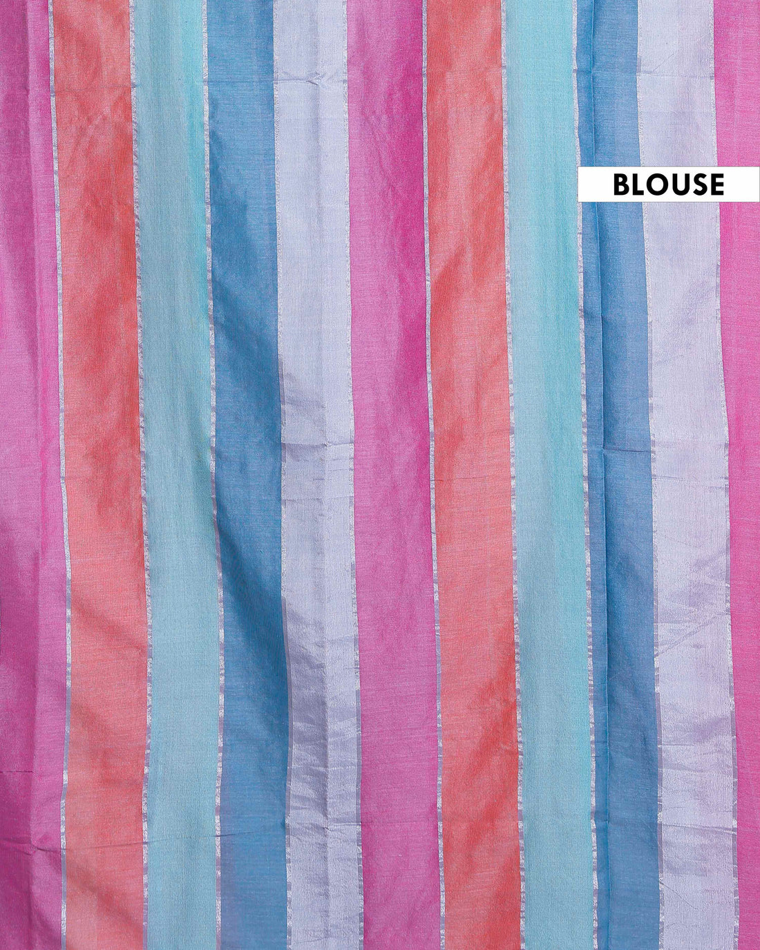 Handwoven Mul Mul Cotton Saree with Bold Striped Pattern and Tassel Detailing – Multi