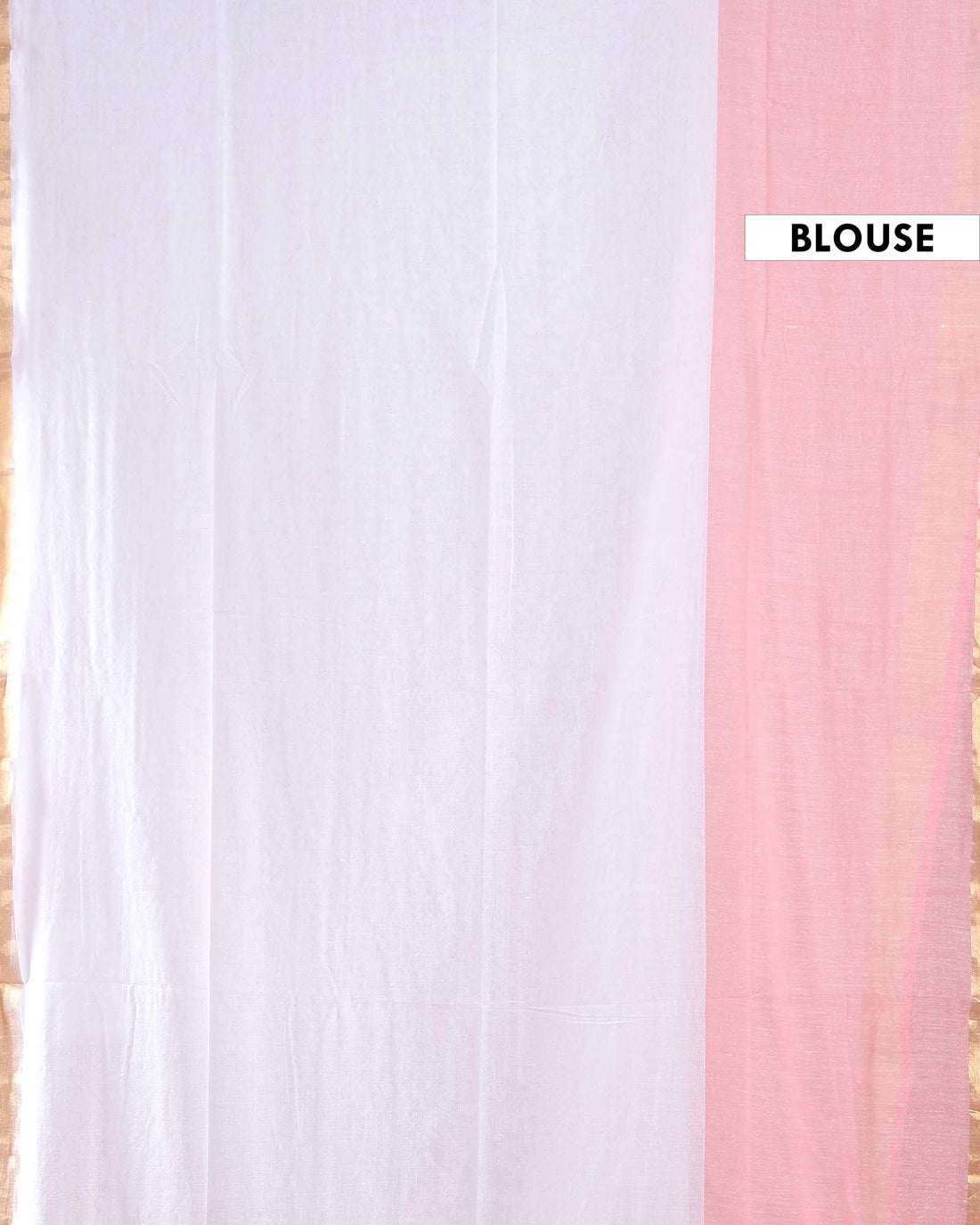 Handwoven Mul Mul Cotton Saree with Subtle Striped Pattern and Contrast Tassel Detailing – White