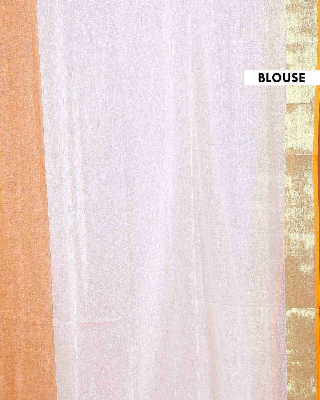 Handwoven Mul Mul Cotton Saree with Subtle Striped Pattern and Contrast Tassel Detailing – White