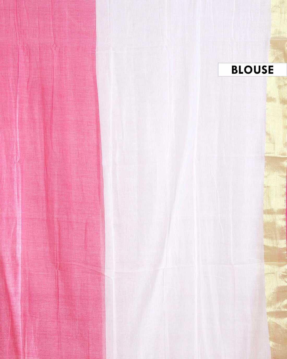 Handwoven Mul Mul Cotton Saree with Subtle Striped Pattern and Contrast Tassel Detailing – White