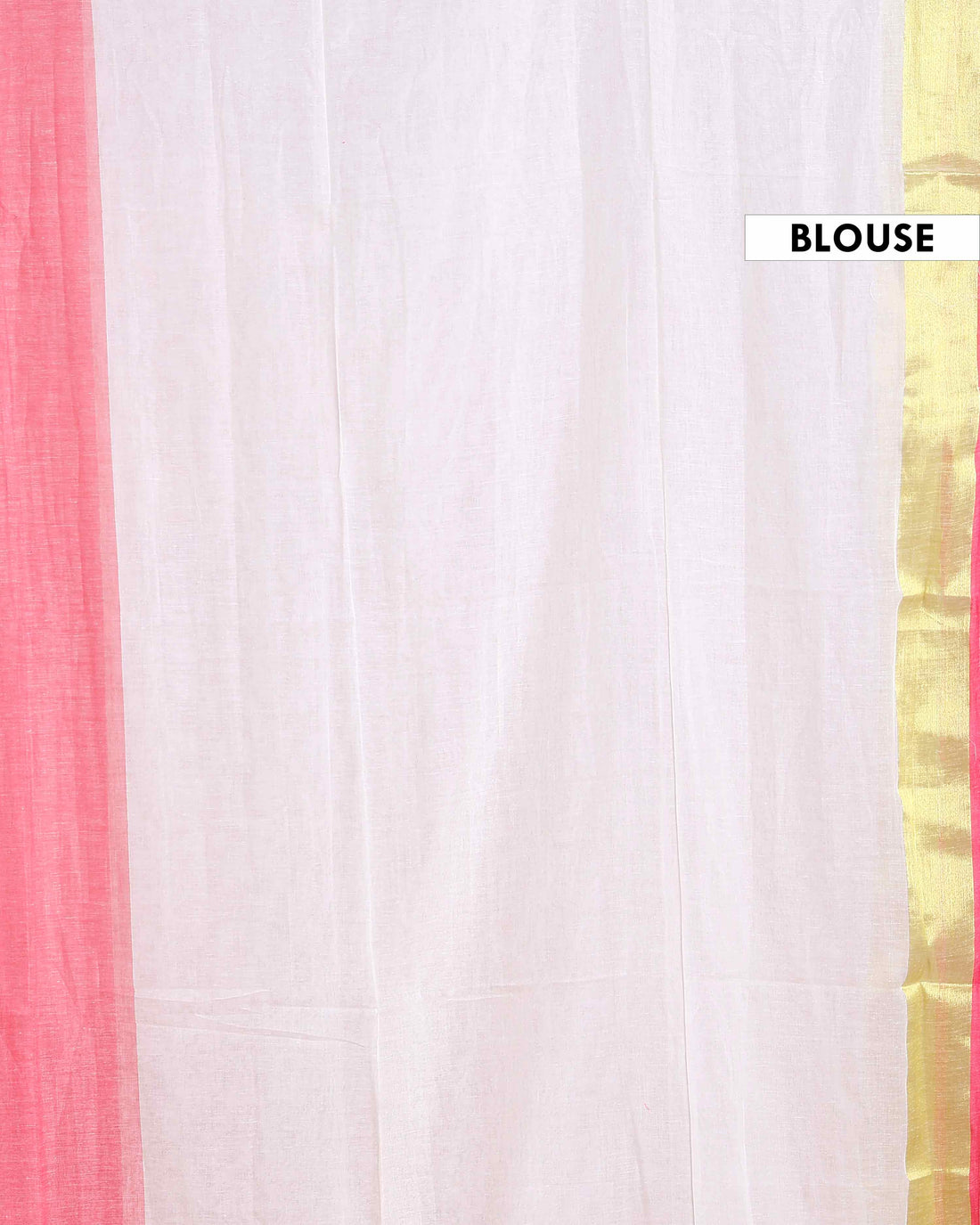 Handwoven Mul Mul Cotton Saree with Subtle Striped Pattern and Contrast Tassel Detailing – White