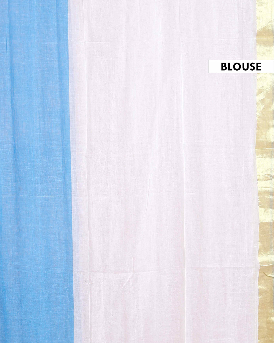 Handwoven Mul Mul Cotton Saree with Subtle Striped Pattern and Contrast Tassel Detailing – White