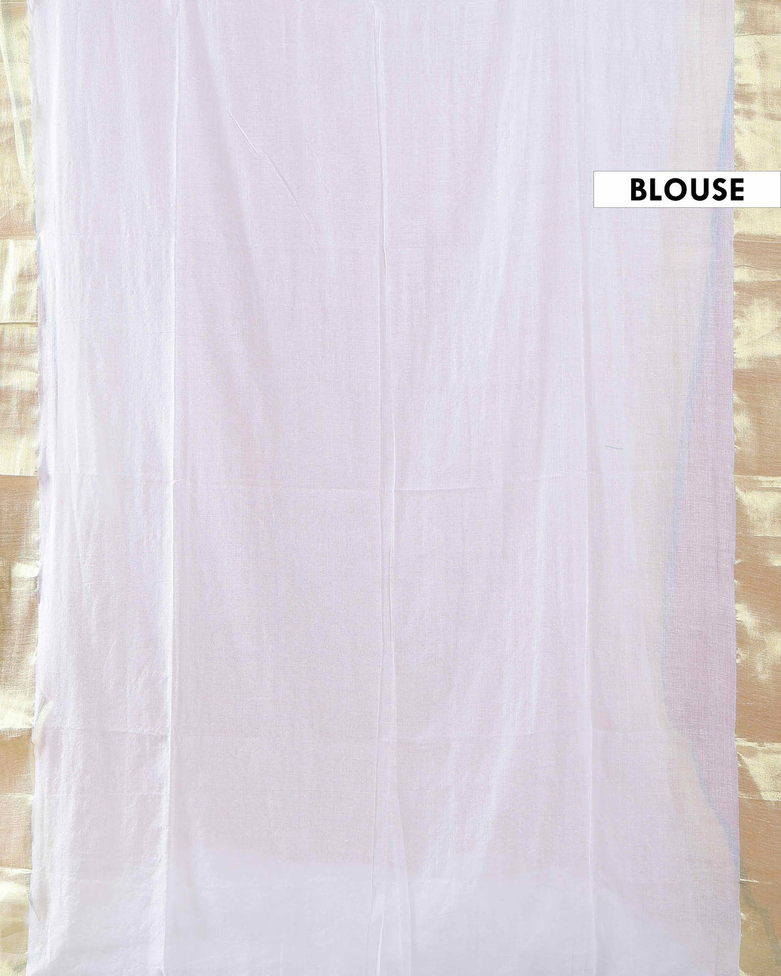 Handwoven Mul Mul Cotton Saree with Subtle Striped Pattern and Contrast Tassel Detailing – White