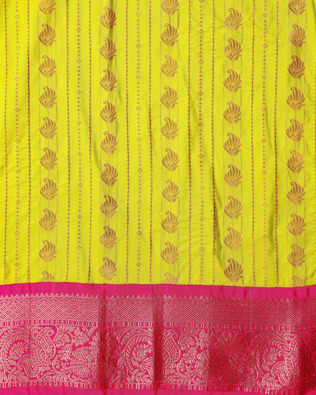 Traditional Kids Pattu Pavadai Material with Intricate Zari Weave Border - Green