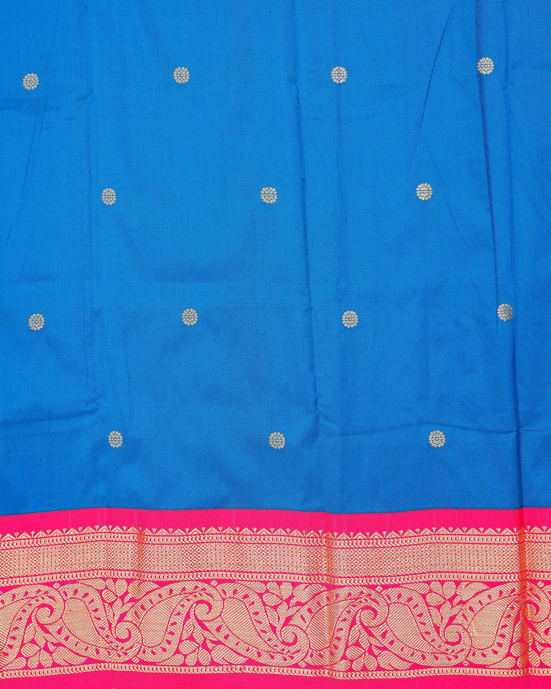 Traditional Kids Pattu Pavadai Material with Zari Border and Butta Motifs - Blue